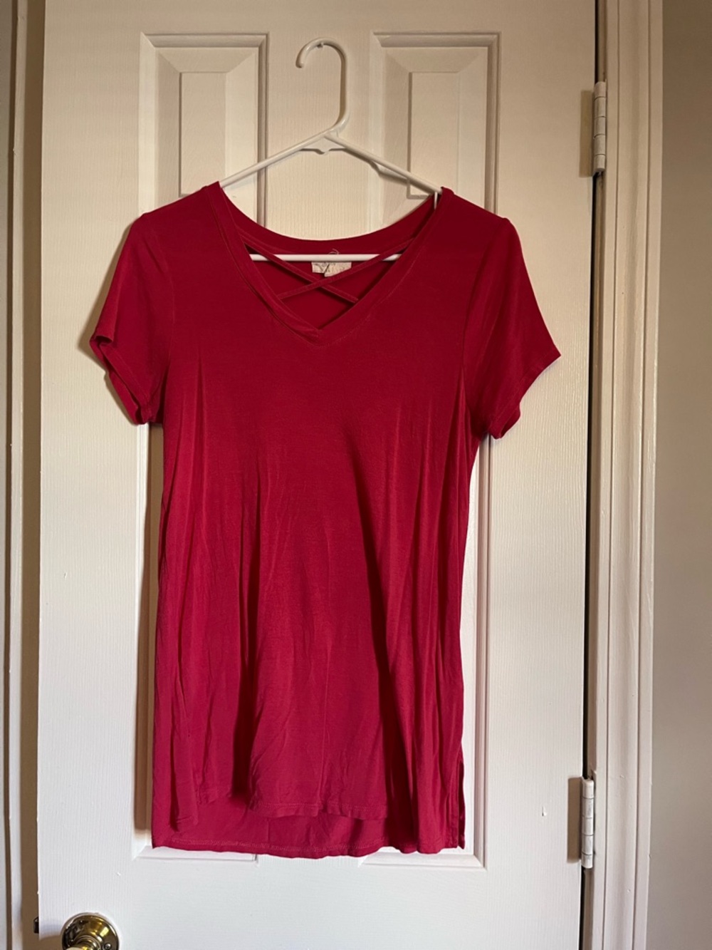 Dark Pink Cupio Women’s V-Neck T-Shirt Size S